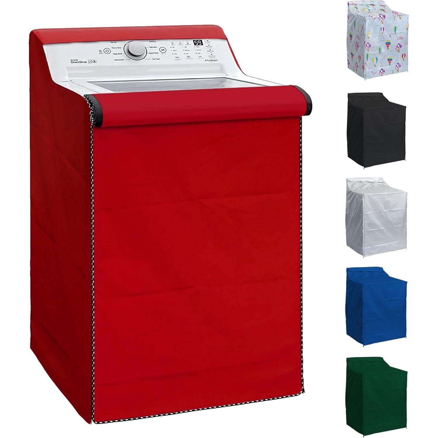 [Lifetime Warranty] Washing Machine Cover For Top-load - Premium Outdoor Protection For Most Washer Dryer Cover - W29â€x D28â€x H43â€ (Red) image 0