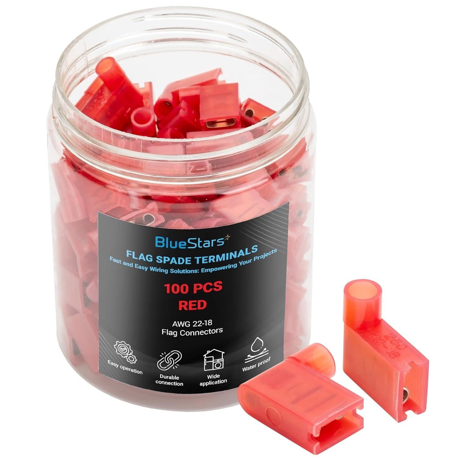 [Lifetime Warranty] 100 PCS RED Flag Spade Terminals Female image 0