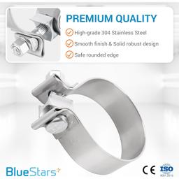 2.5" Pack of 2 Exhaust Clamp Narrow Band Clamp with 304 Stainless Steel thumbnail 6