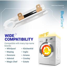 [Lifetime Warranty] 3392519 Dryer Thermal Fuse - Compatible with Whirlpool Kenmore Dryers - Replaces AP6008325 G4AP0500 3388651 694511 80005 WP3392519VP - Pack of 4 thumbnail 3