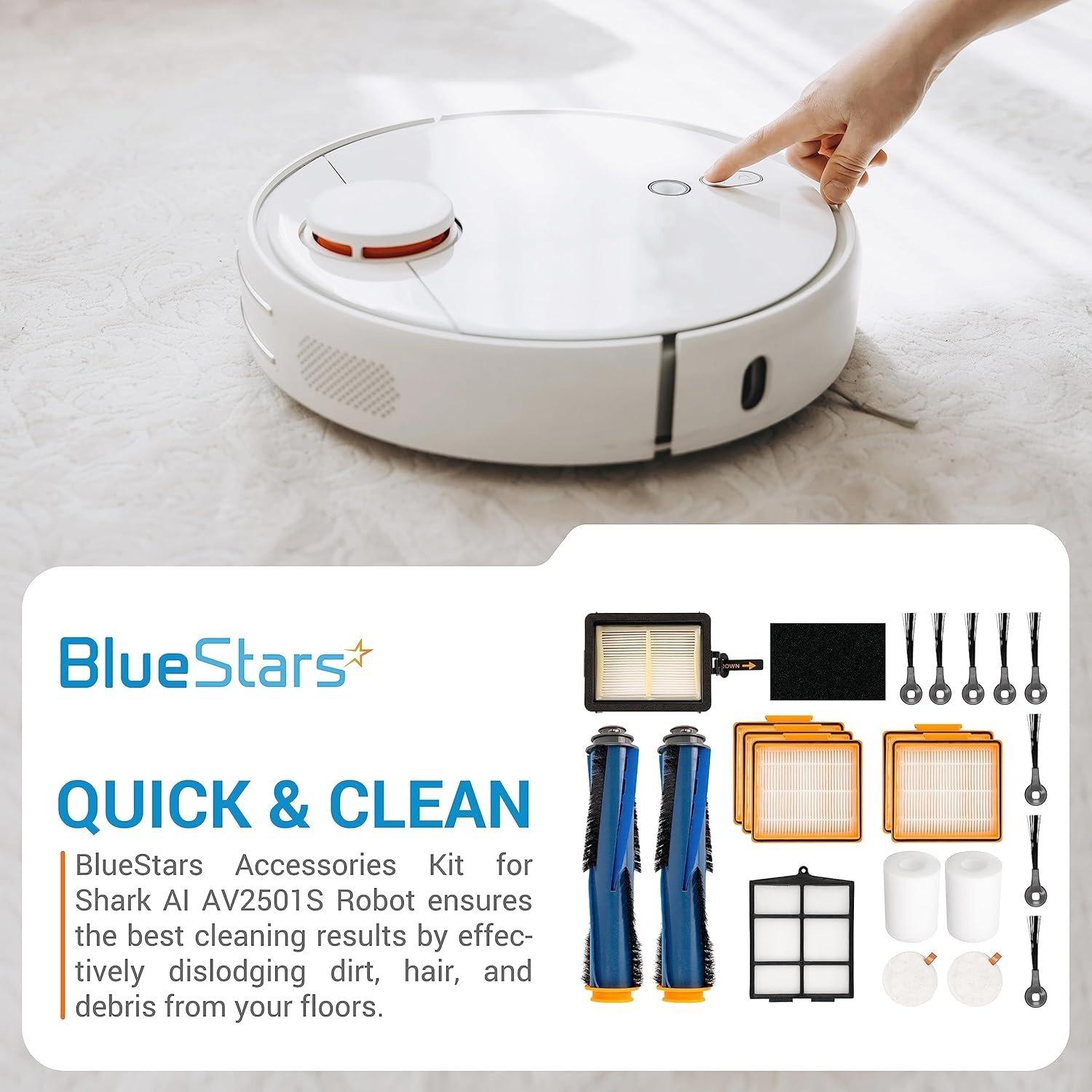 [Lifetime Warranty] Accessories Kit for Shark AI AV2501S AV2501AE RV2502AE RV2520AOUS AV2510AOUS AV2511AE RV2610WA RV2610WD Robot Vacuum Cleaner - 2 Roller Brushes, 8 Side Brushes, Filters Kit image 2