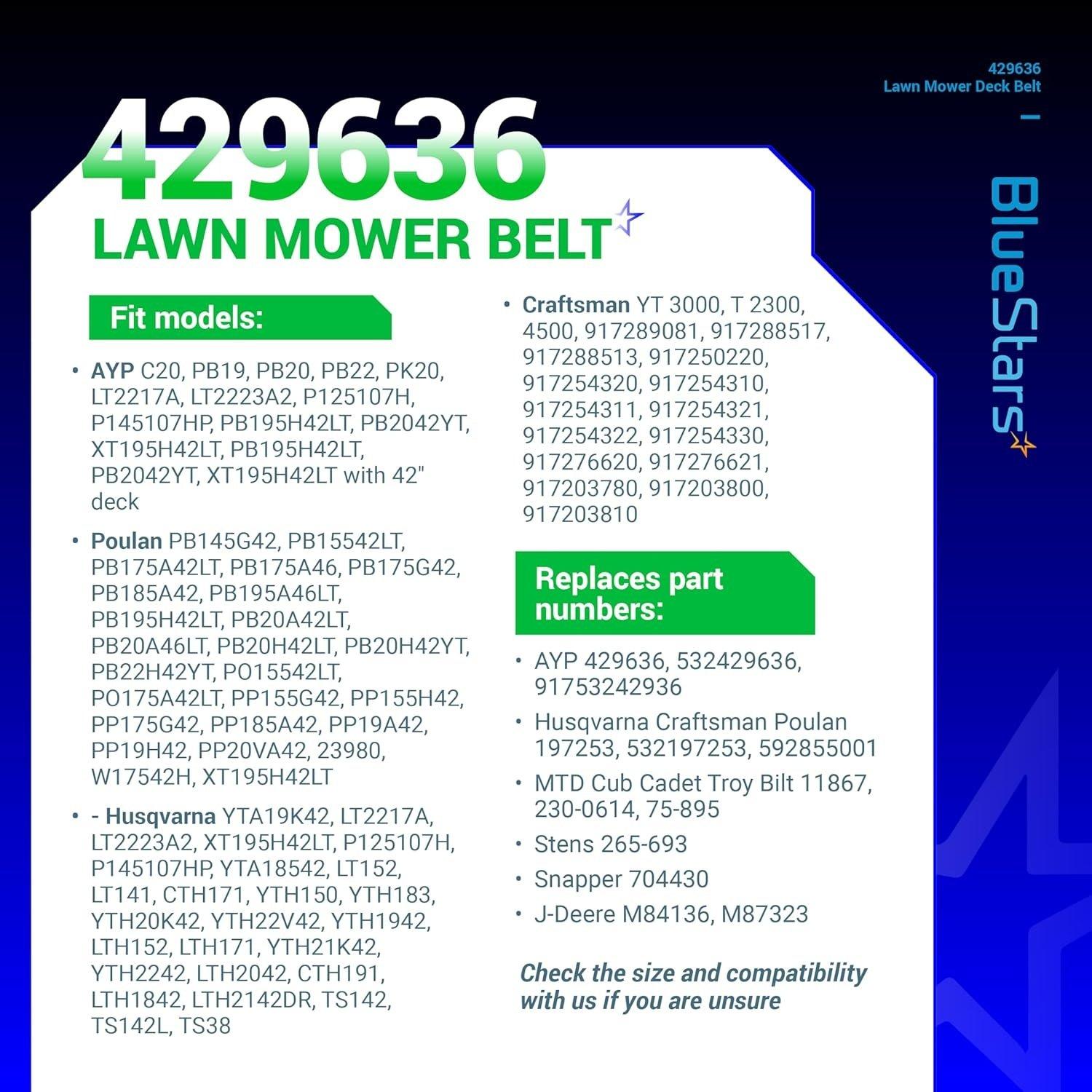 [Lifetime Warranty] 429636 42" Deck Drive Belt Lawn Mower Belt image 6