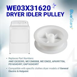 [Lifetime Warranty] WE03X31620 WE12X20395 Dryer Idler Pulley - Compatible with GE Hotpoint Clothes Dryer - Replaces WE12M0008 WE12M32 AP6997706 PS16542497 EAP16542497 thumbnail 2