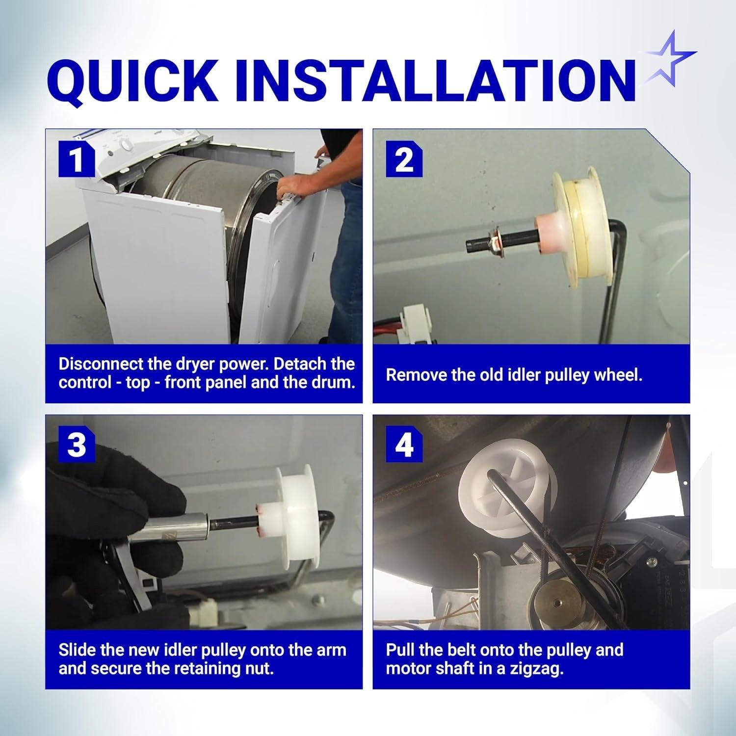[Lifetime Warranty] WE03X31620 WE12X20395 Dryer Idler Pulley - Compatible with GE Hotpoint Clothes Dryer - Replaces WE12M0008 WE12M32 AP6997706 PS16542497 EAP16542497 image 4