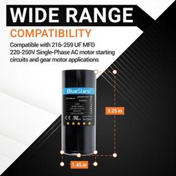 [Lifetime Warranty] 216-259 uF MFD 220-250 VAC Round Start Capacitor - Fits AC Motor Run, Fan Start, Heat Pump - Pack of 2 thumbnail 1
