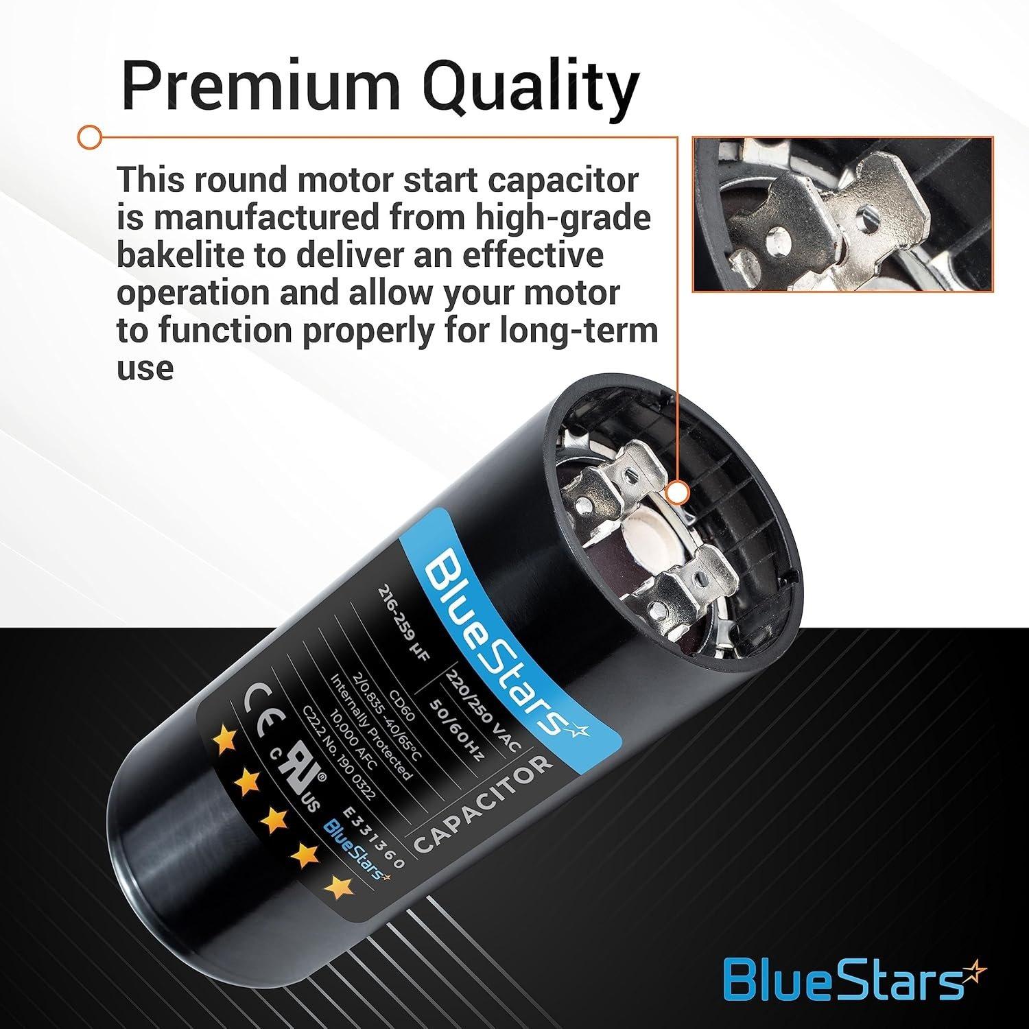 [Lifetime Warranty] 216-259 uF MFD 220-250 VAC Round Start Capacitor - Fits AC Motor Run, Fan Start, Heat Pump - Pack of 2 image 5