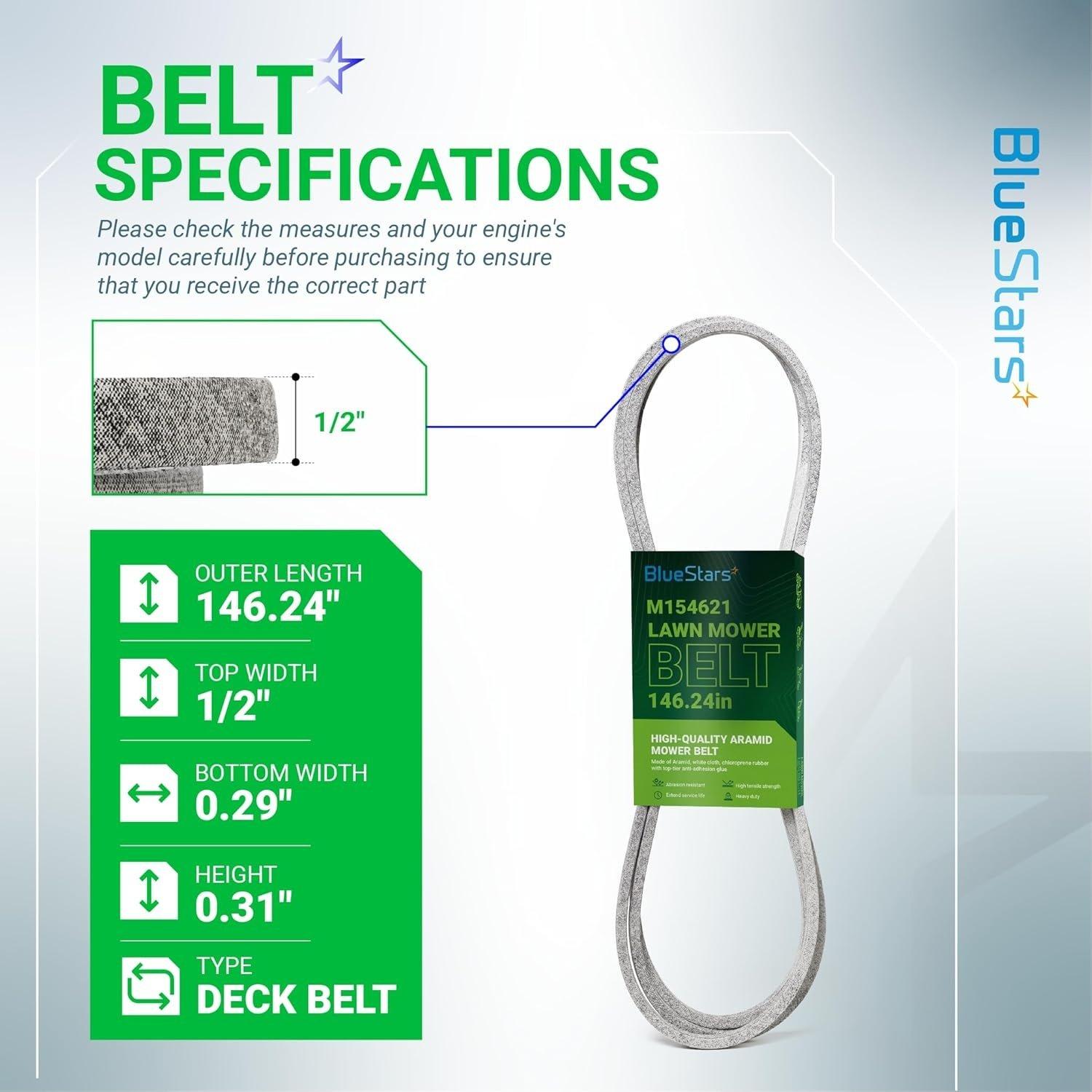 [Lifetime Warranty] M154621 Mower Belt | 1/2'' x 146 1/4'' image 2