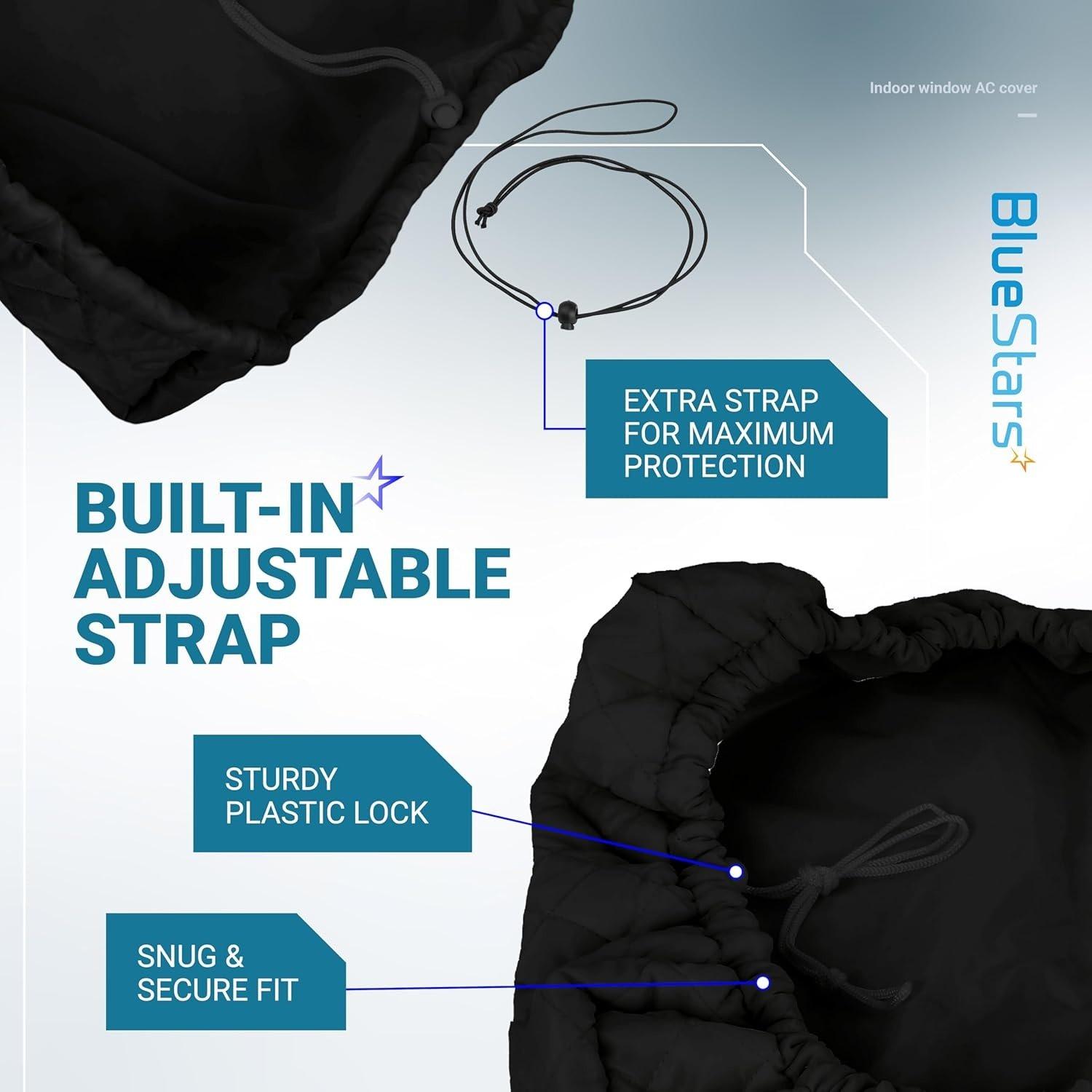 [Lifetime Warranty] Window Air Conditioner Cover Indoor with Velcro Sides - Inside AC Cover for Winter - Polyester Fiber Fill Layers Insulation - 28" x 20" x 3.5" - Black image 3