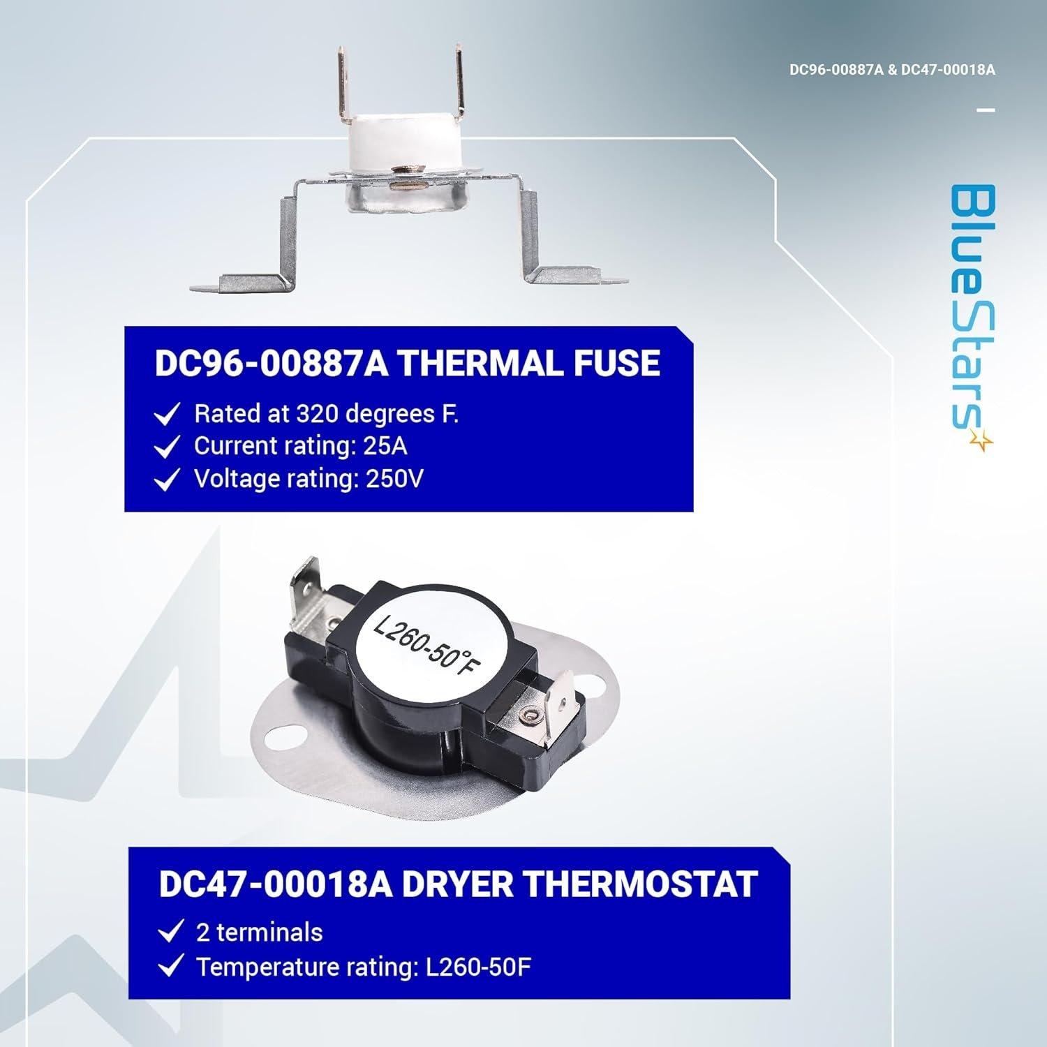 [Lifetime Warranty] DC96-00887A Dryer Thermal Fuse DC47-00018A Thermostat For Whirlpool Samsung Dryers DV45H7000EW/A2 DV40J3000EW/A2 DV42H5000EW/A3 DVE50M7450W/A3 - Replaces DC96-00887C PS4276292 image 4