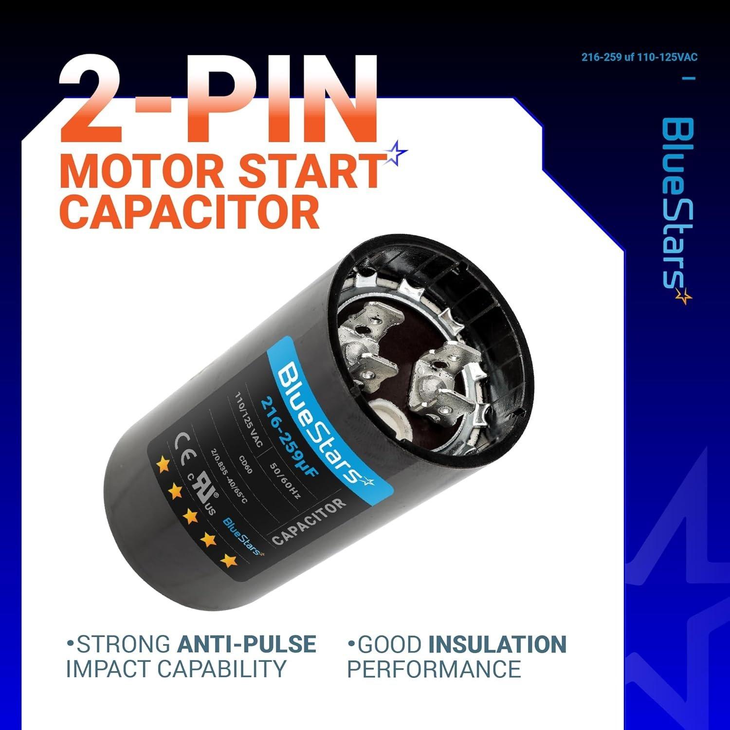 [Lifetime Warranty] 216-259 uF MFD 110-125 VAC CD60 Round Start Capacitor - Fits AC Motor Run, Fan Start, Heat Pump image 7