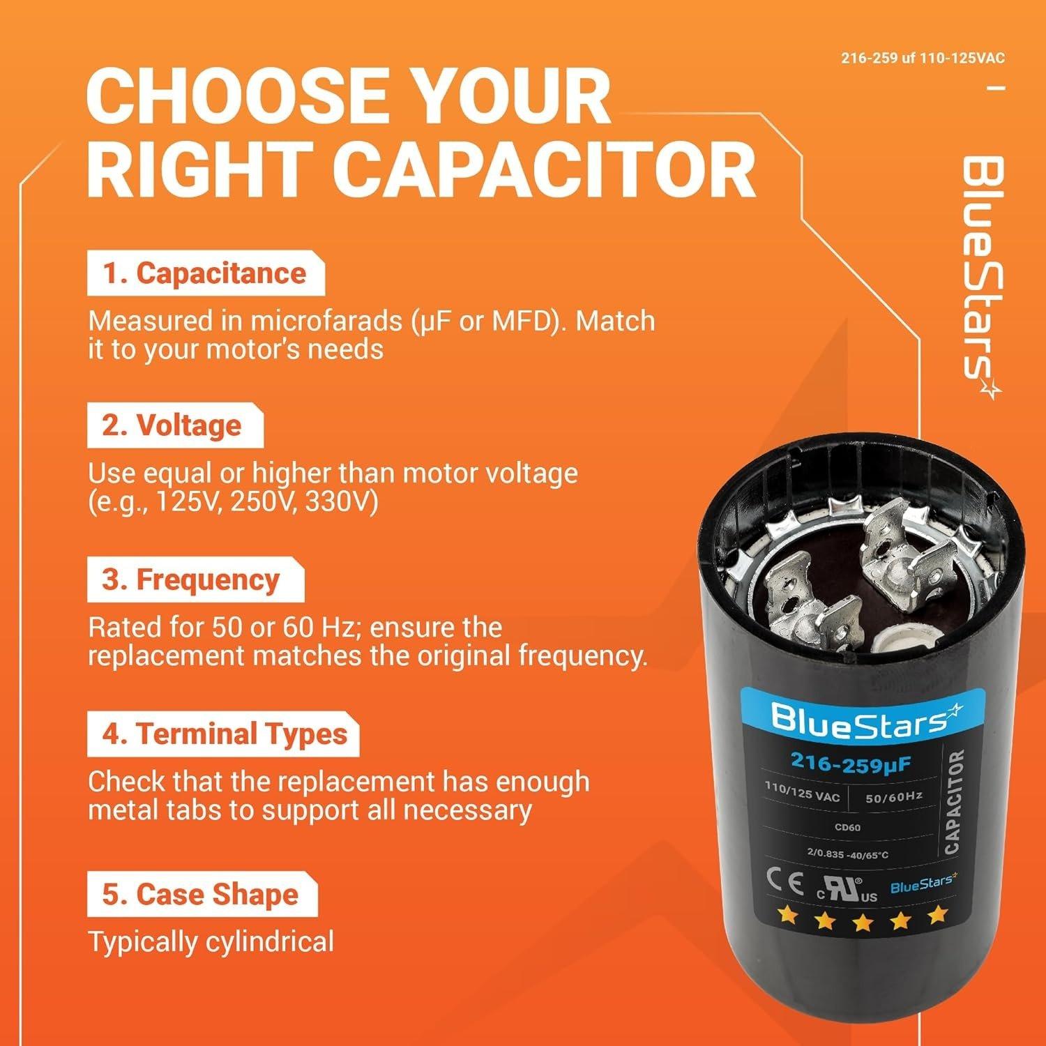 [Lifetime Warranty] 216-259 uF MFD 110-125 VAC CD60 Round Start Capacitor - Fits AC Motor Run, Fan Start, Heat Pump image 8