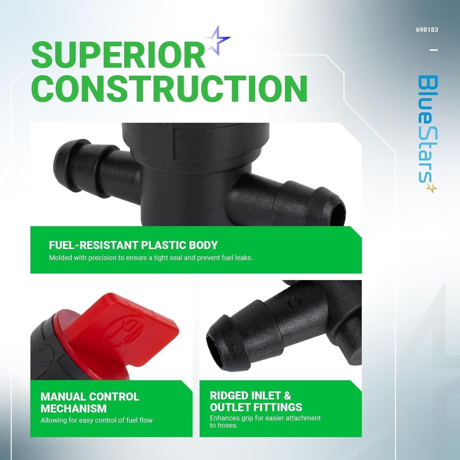 [Lifetime Warranty] 494768 698183 1/4" Inline Fuel Shut Off Valve with Clamp - Compatible with BS 493960 John Deere AM36141 AM107340 Toro 54-3150 1-603770 Oregon 07-406 Stens 120-212 Lawn Mower Tractor - Pack of 10 image 6