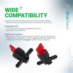 [Lifetime Warranty] 494768 698183 1/4" Inline Fuel Shut Off Valve with Clamp - Compatible with BS 493960 John Deere AM36141 AM107340 Toro 54-3150 1-603770 Oregon 07-406 Stens 120-212 Lawn Mower Tractor - Pack of 10 thumbnail 4