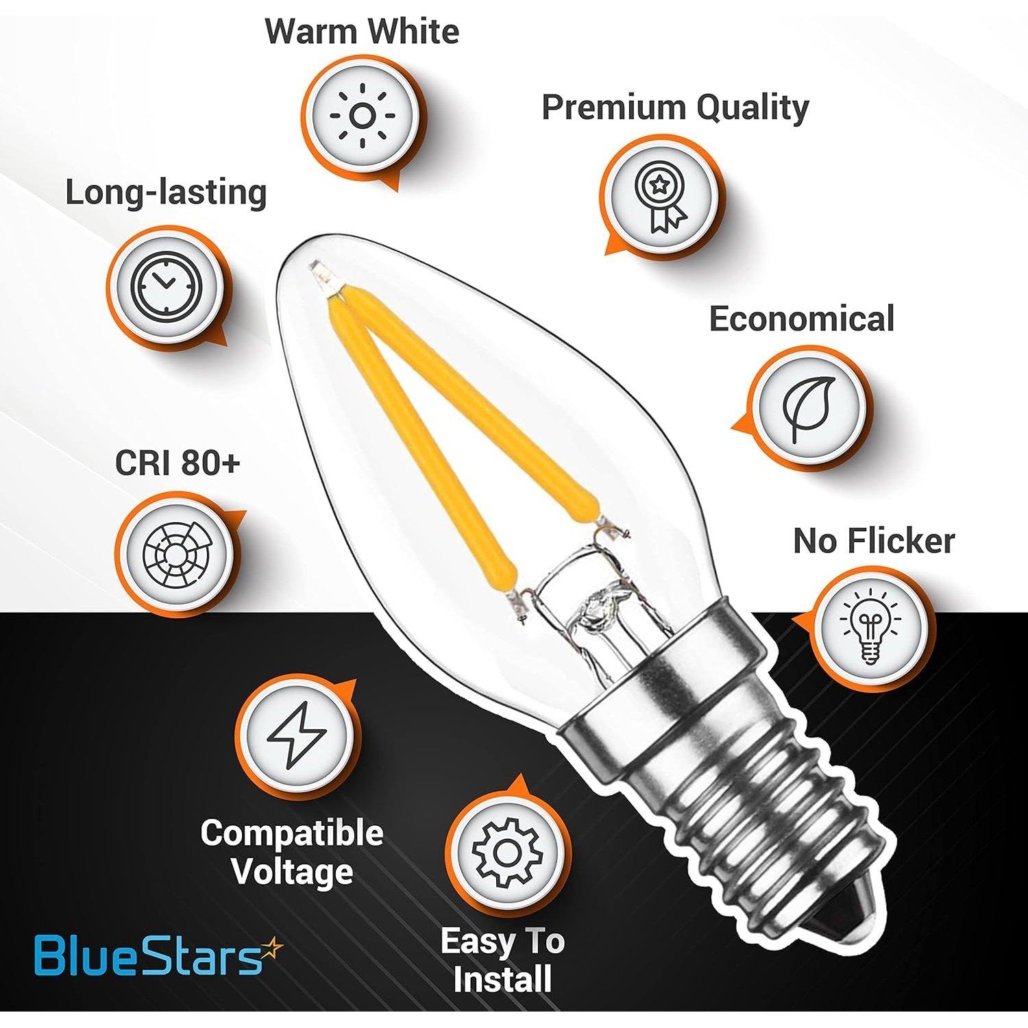 [Lifetime Warranty] 3W C7 LED Light Bulbs, E12 Candelabra Base 120V 15W Equivalent, 2700K Warm White - Pack of 6 image 1