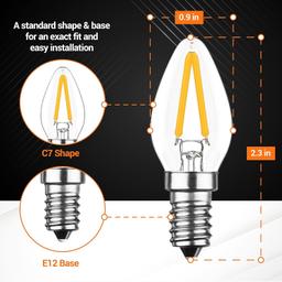 [Lifetime Warranty] 3W C7 LED Light Bulbs, E12 Candelabra Base 120V 15W Equivalent, 2700K Warm White - Pack of 6 thumbnail 2