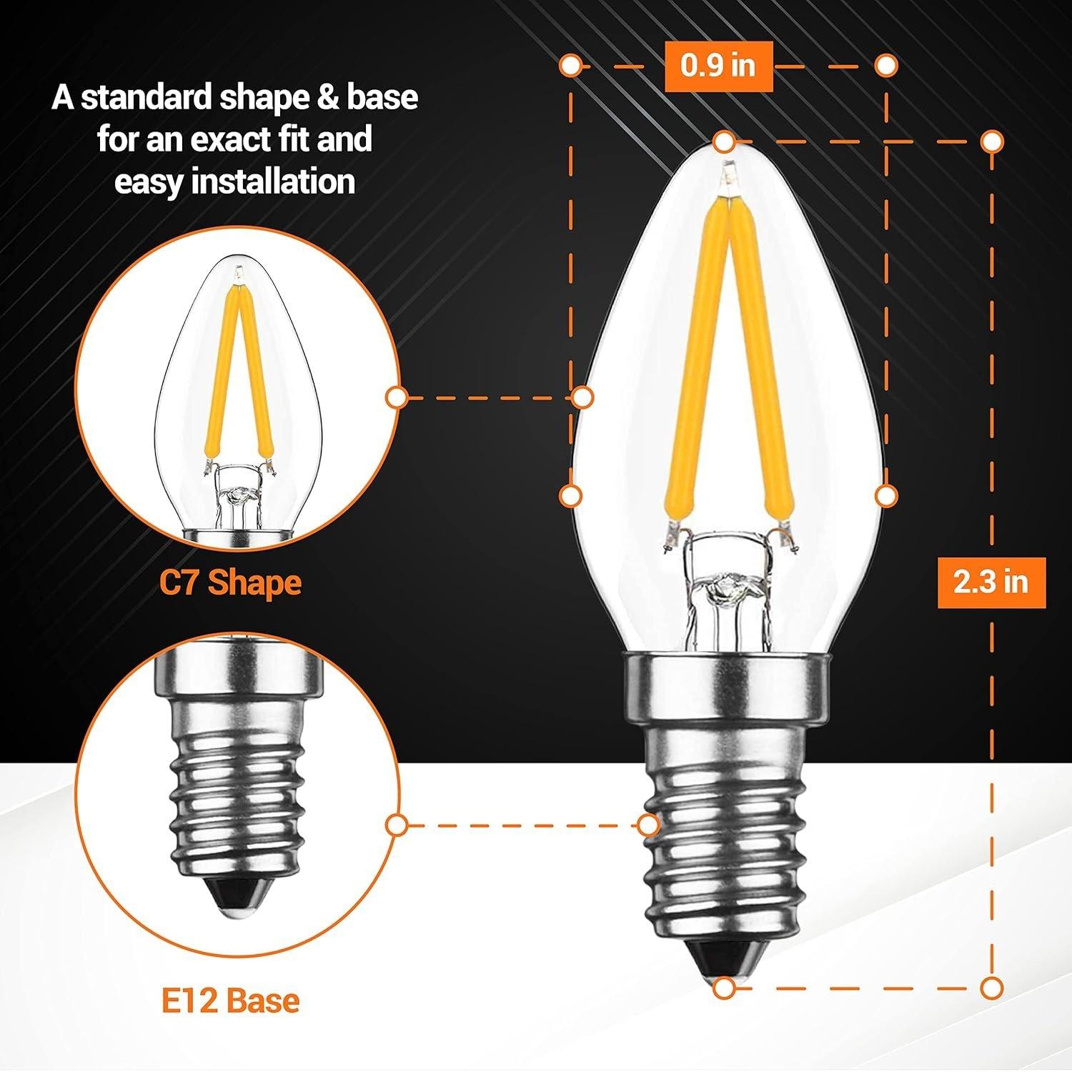 [Lifetime Warranty] 3W C7 LED Light Bulbs, E12 Candelabra Base 120V 15W Equivalent, 2700K Warm White - Pack of 6 image 2