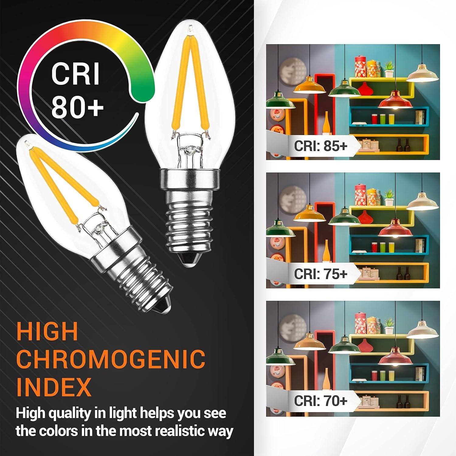 [Lifetime Warranty] 3W C7 LED Light Bulbs, E12 Candelabra Base 120V 15W Equivalent, 2700K Warm White - Pack of 6 image 3