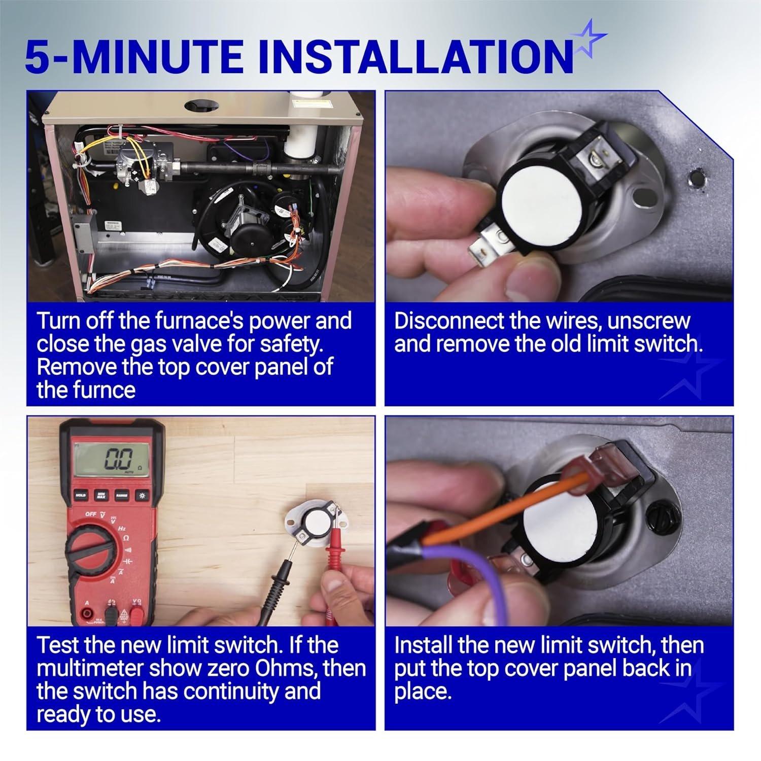 [Lifetime Warranty] 20162904 Furnace Primary Limit Switch 150°F to 110°F image 1