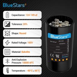 [Lifetime Warranty] 124-149 uF MFD 165 VAC Round Start Capacitor - Fits AC Motor Run, Fan Start, Heat Pump thumbnail 5