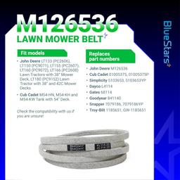 [Lifetime Warranty] Mower Deck Belt M126536 114.25" x 0.5" thumbnail 8