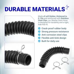 [Lifetime Warranty] AEM73213001 Washer Drain Hose - Compatible with LG Washing Machines - Replaces 2134394 5251FA1699P AH3617213 EA3617213 PS3617213 thumbnail 4