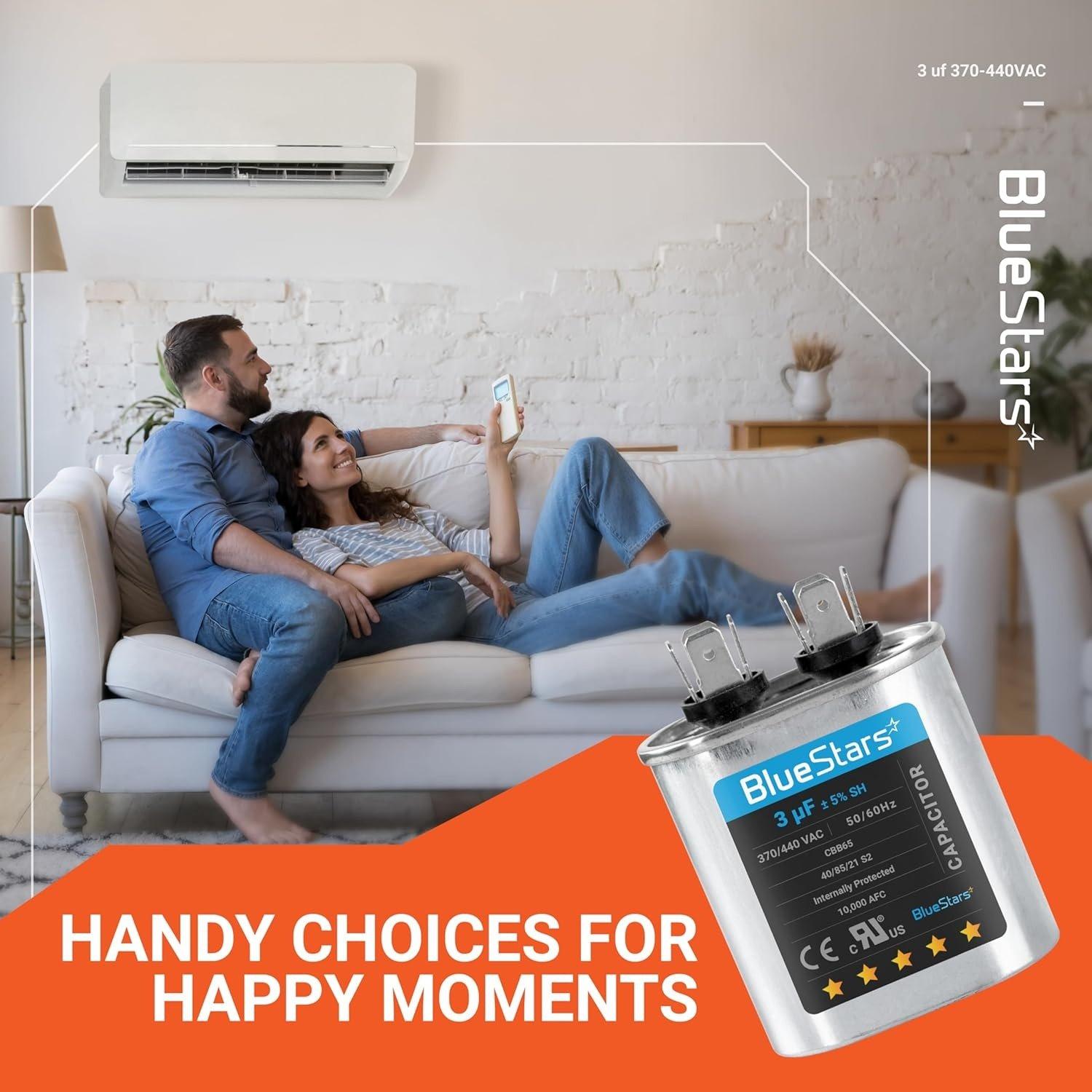 [Lifetime Warranty] 3 uF MFD ±5% 370/440 VAC CBB65 Oval Run Start Capacitor 50/60 Hz - Fits Air Conditioners, Heat Pumps, Condenser Fan Motors image 2