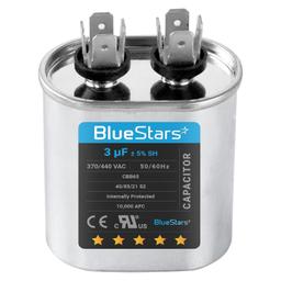 [Lifetime Warranty] 3 uF MFD ±5% 370/440 VAC CBB65 Oval Run Start Capacitor 50/60 Hz - Fits Air Conditioners, Heat Pumps, Condenser Fan Motors thumbnail 0