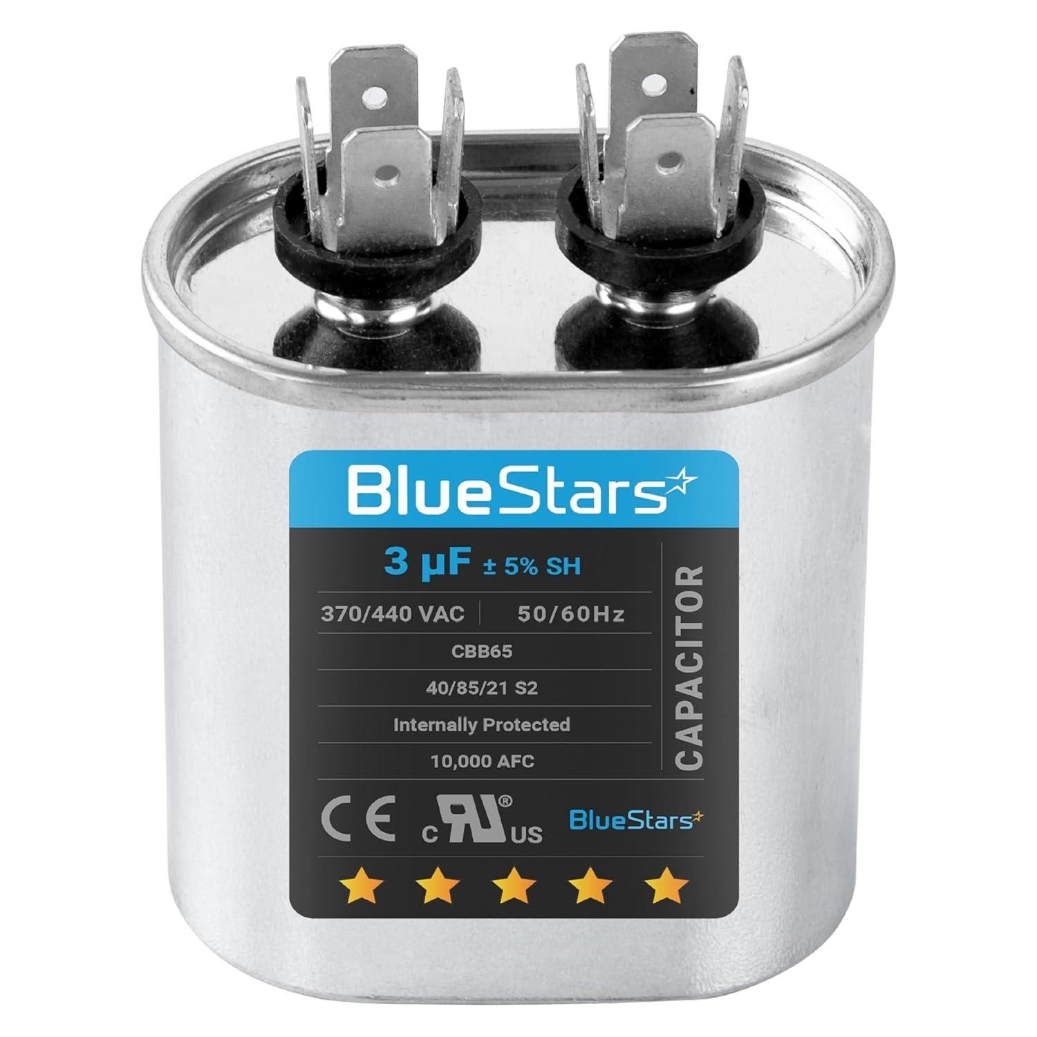 [Lifetime Warranty] 3 uF MFD ±5% 370/440 VAC CBB65 Oval Run Start Capacitor 50/60 Hz - Fits Air Conditioners, Heat Pumps, Condenser Fan Motors image 0