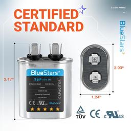 [Lifetime Warranty] 3 uF MFD ±5% 370/440 VAC CBB65 Oval Run Start Capacitor 50/60 Hz - Fits Air Conditioners, Heat Pumps, Condenser Fan Motors thumbnail 10