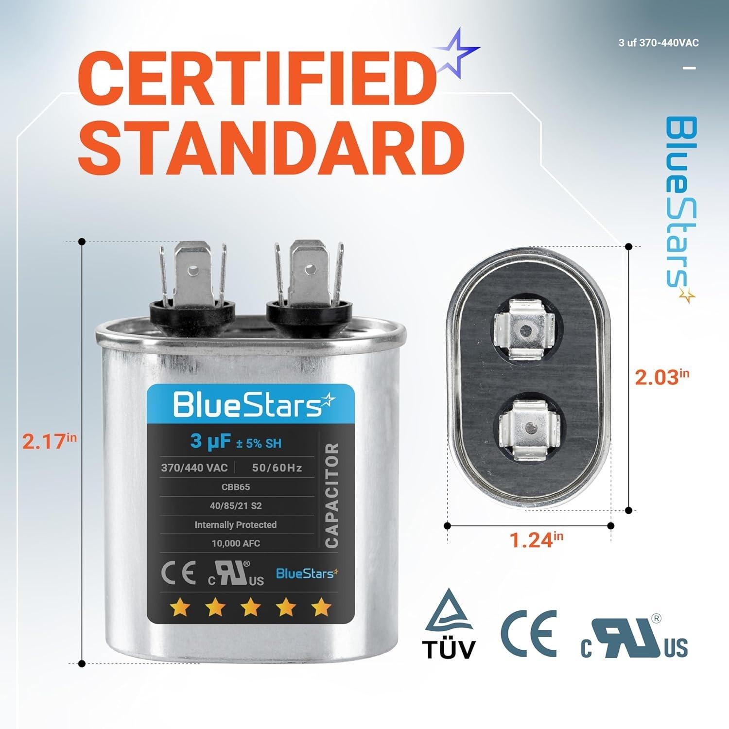 [Lifetime Warranty] 3 uF MFD ±5% 370/440 VAC CBB65 Oval Run Start Capacitor 50/60 Hz - Fits Air Conditioners, Heat Pumps, Condenser Fan Motors image 10