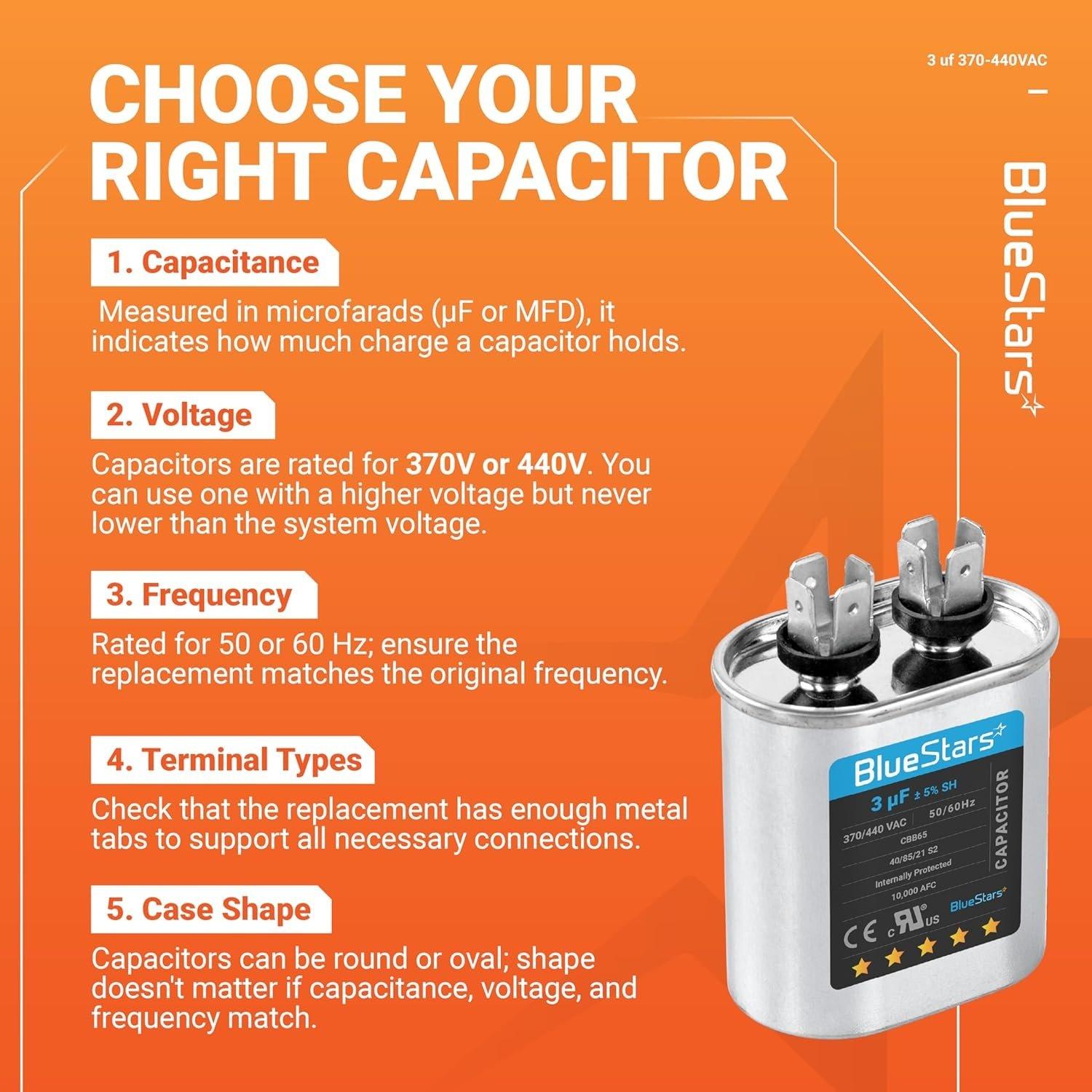 [Lifetime Warranty] 3 uF MFD ±5% 370/440 VAC CBB65 Oval Run Start Capacitor 50/60 Hz - Fits Air Conditioners, Heat Pumps, Condenser Fan Motors image 11