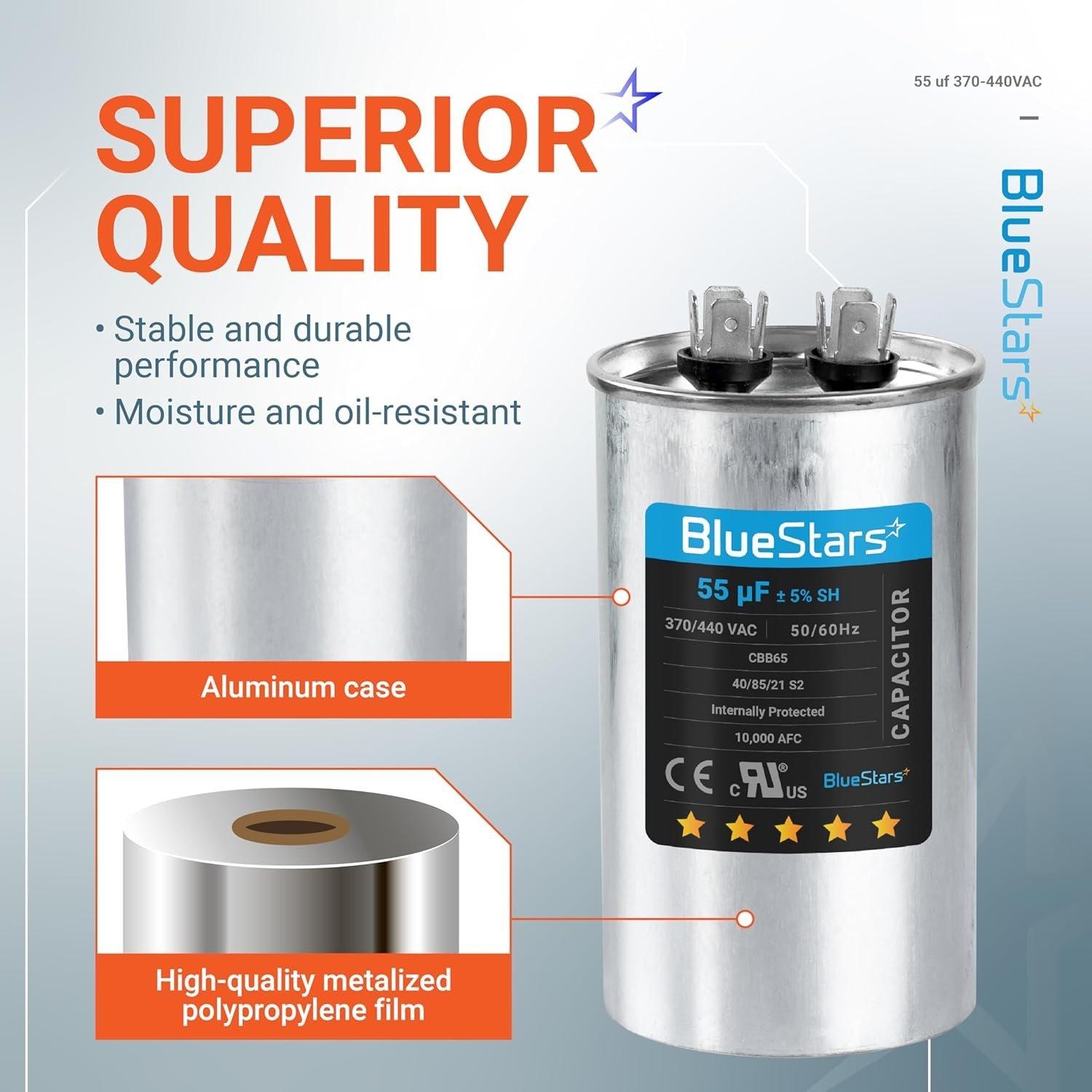 55 uF/MFD 370-440VAC Round Run Start Capacitor image 6