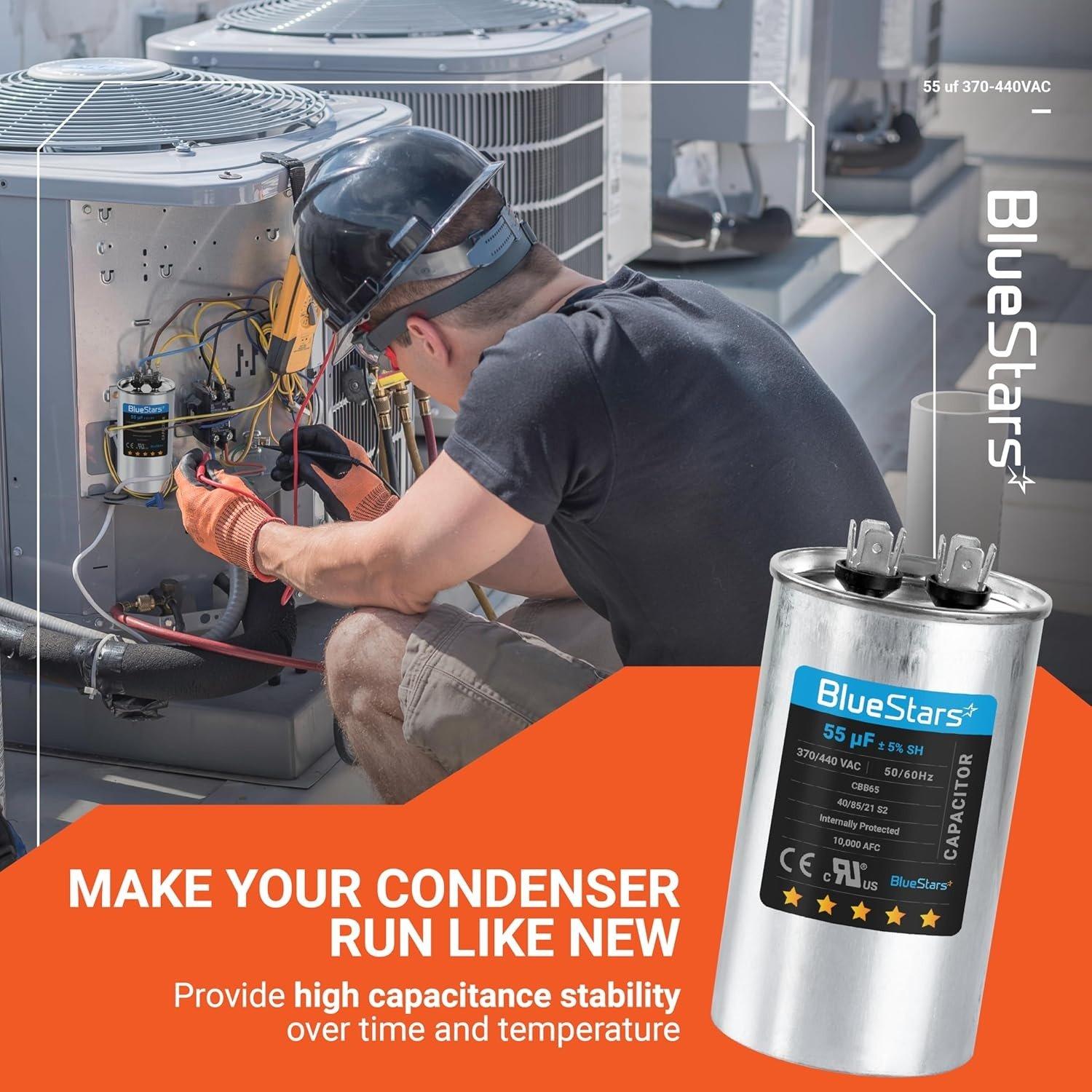 55 uF/MFD 370-440VAC Round Run Start Capacitor image 9