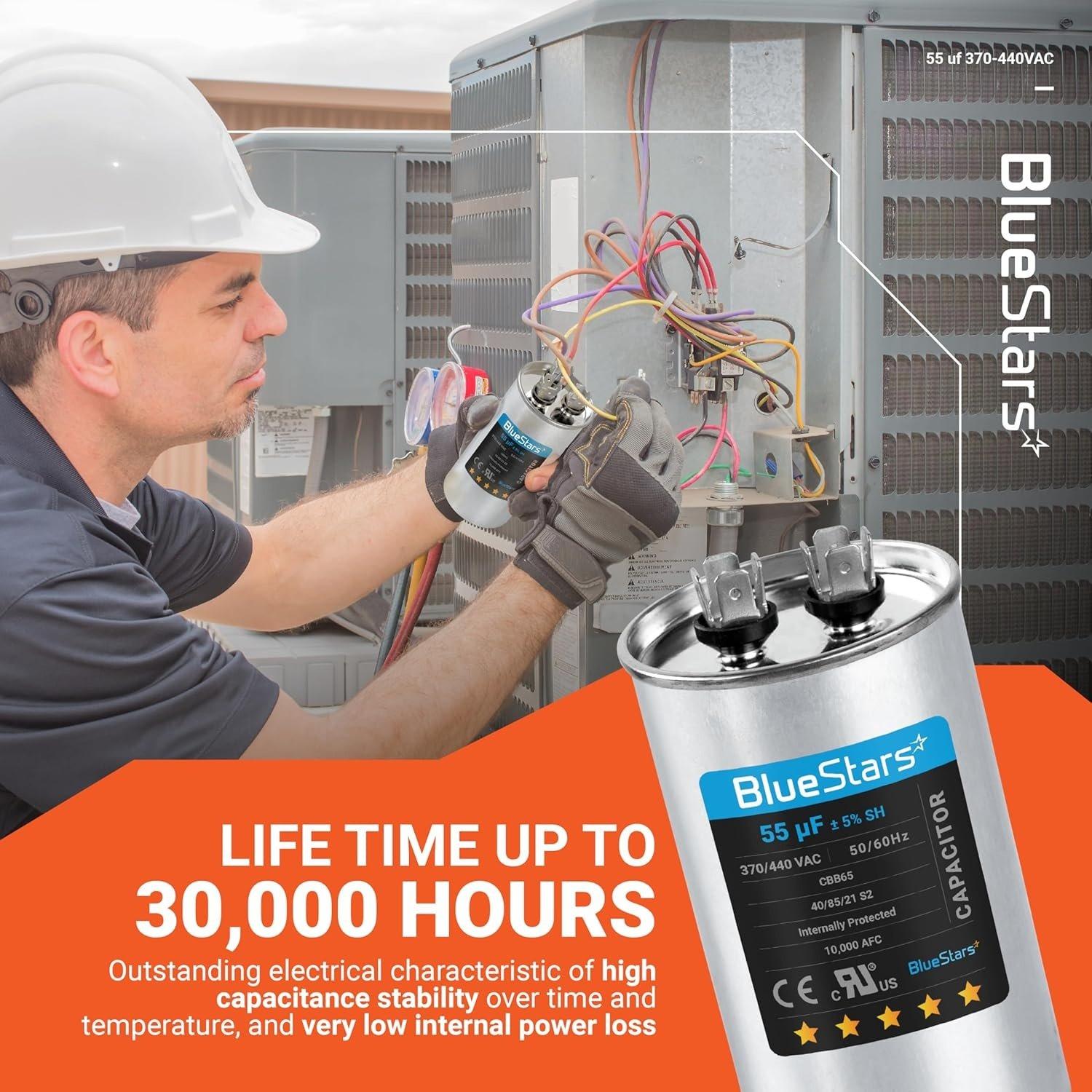 55 uF/MFD 370-440VAC Round Run Start Capacitor image 5