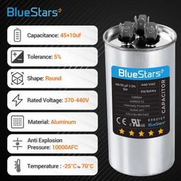 [Lifetime Warranty] 45+10 uF MFD ±5% 370/440 VAC Dual Run Start Round Capacitor CBB65 CBB65B 50/60 Hz - Fits AC Unit Fan Motor, Heat Pump thumbnail 10