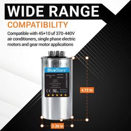 [Lifetime Warranty] 45+10 uF MFD ±5% 370/440 VAC Dual Run Start Round Capacitor CBB65 CBB65B 50/60 Hz - Fits AC Unit Fan Motor, Heat Pump thumbnail 11