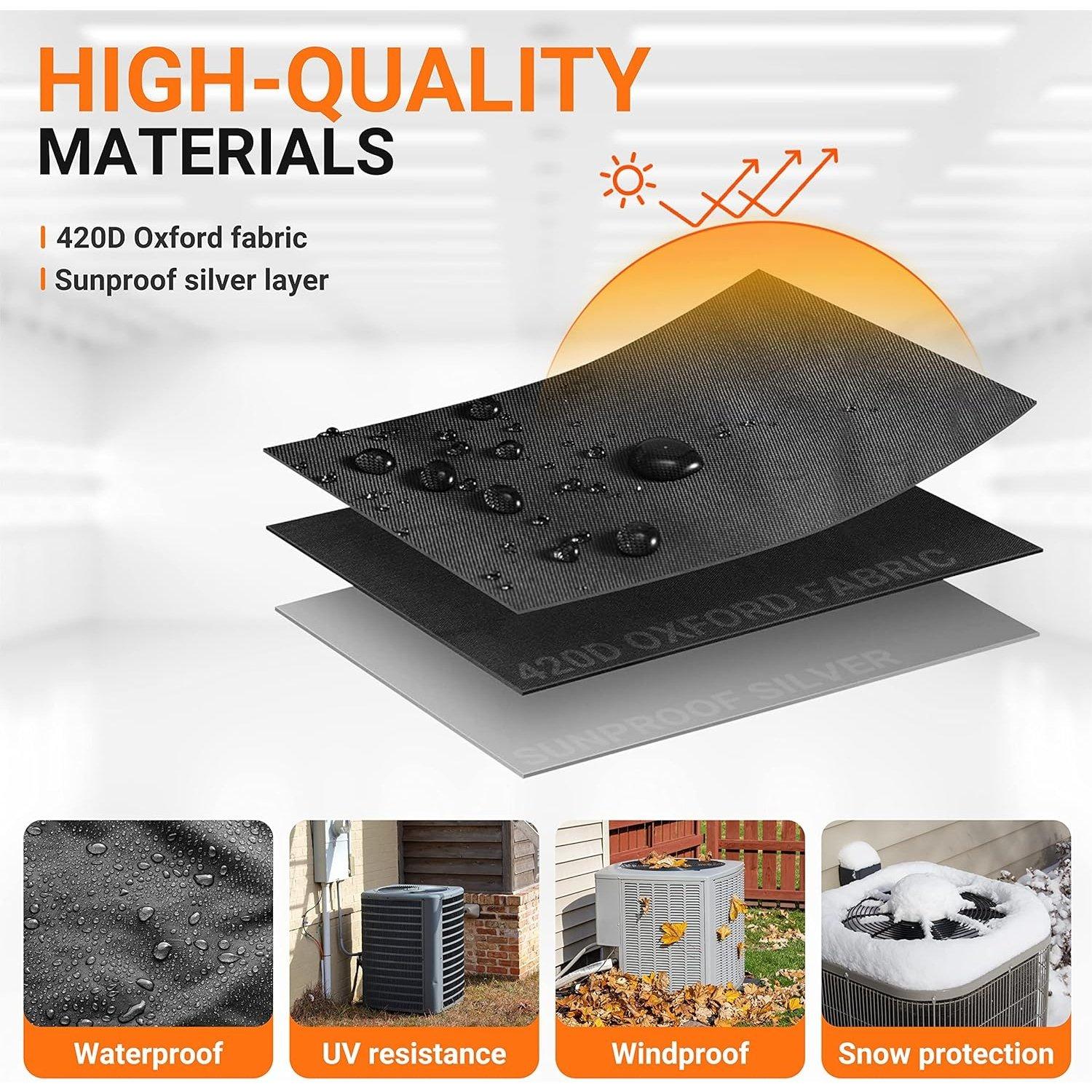 [Lifetime Warranty] 30"x30"x32" Central Air Conditioner Cover for Outside Units - Waterproof & Windproof Outdoor AC Units Cover For Winter (Black) image 6