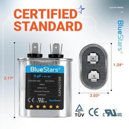 [Lifetime Warranty] 5 uF MFD Â±5% 370/440 VAC Oval Run Start Capacitor - Fits AC Motor Run, Fan Start, Heat Pump - Replaces 97F5705 thumbnail 7