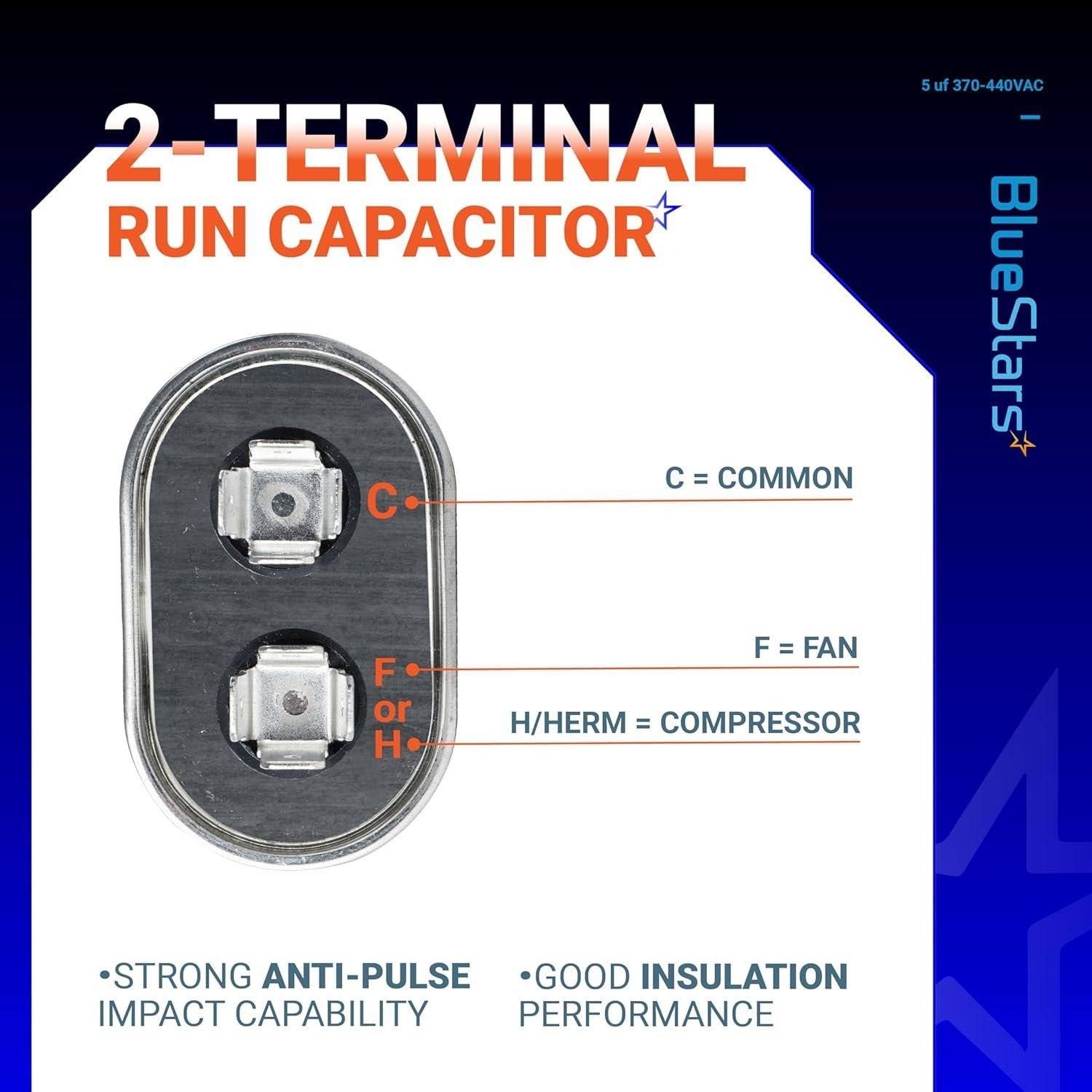 [Lifetime Warranty] 5 uF MFD Â±5% 370/440 VAC Oval Run Start Capacitor - Fits AC Motor Run, Fan Start, Heat Pump - Replaces 97F5705 image 9