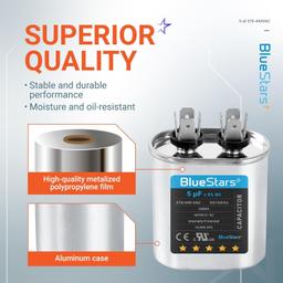 [Lifetime Warranty] 5 uF MFD Â±5% 370/440 VAC Oval Run Start Capacitor - Fits AC Motor Run, Fan Start, Heat Pump - Replaces 97F5705 thumbnail 8