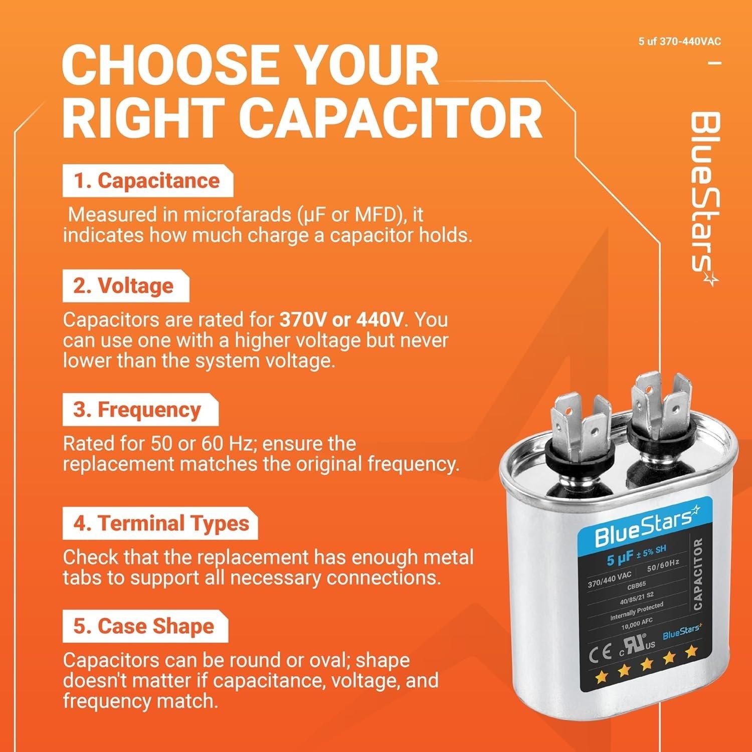 [Lifetime Warranty] 5 uF MFD Â±5% 370/440 VAC Oval Run Start Capacitor - Fits AC Motor Run, Fan Start, Heat Pump - Replaces 97F5705 image 10