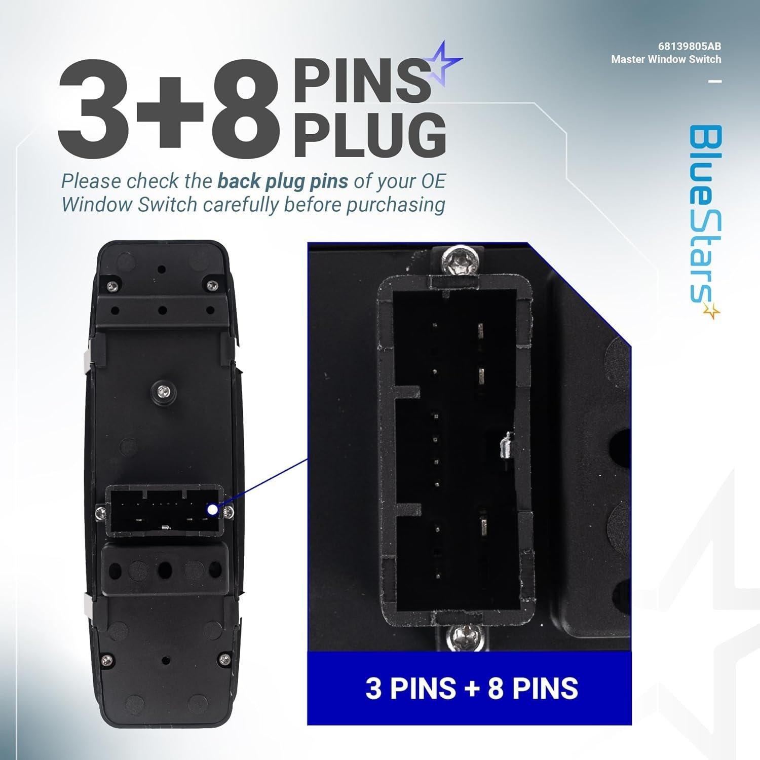 [Lifetime Warranty] 68139805AB Power Master Window Switch - Replaces 56046823AE | 3+8 Pins image 7