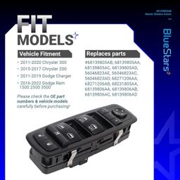 [Lifetime Warranty] 68139805AB Power Master Window Switch - Replaces 56046823AE | 3+8 Pins thumbnail 6