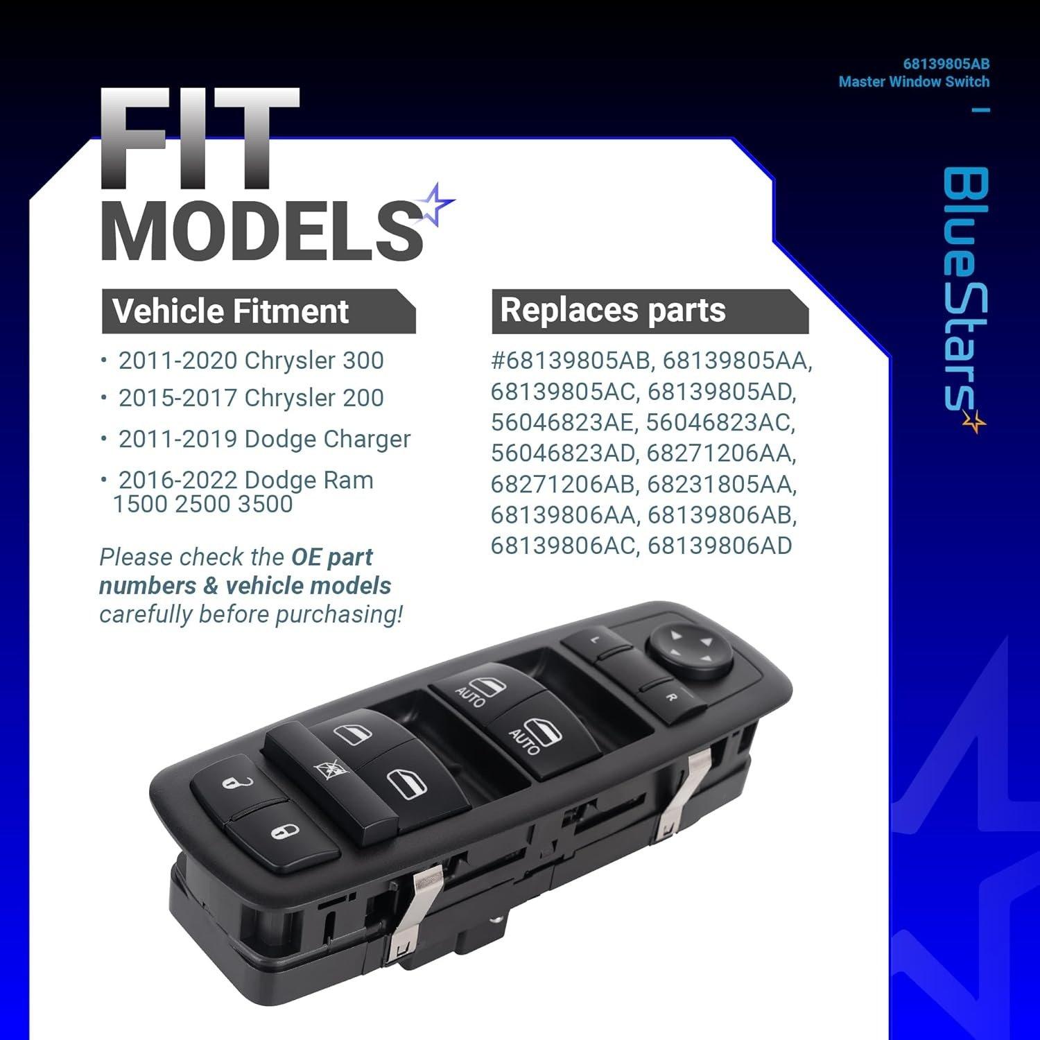 [Lifetime Warranty] 68139805AB Power Master Window Switch - Replaces 56046823AE | 3+8 Pins image 6