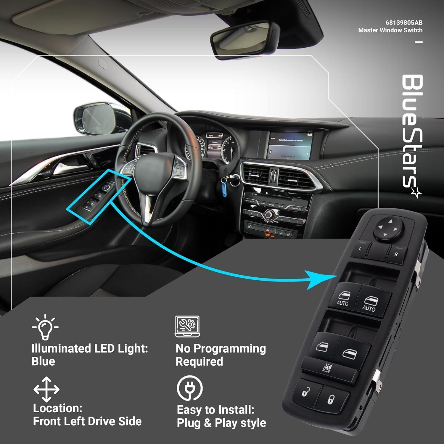 [Lifetime Warranty] 68139805AB Power Master Window Switch - Replaces 56046823AE | 3+8 Pins image 4