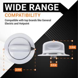 [Lifetime Warranty] WE01X20374 Dryer Timer Knob - Compatible with GE Hotpoint Dryers â€“ Replaces PS8769912 AP5805160 WE1M589 WE1M856 - Pack of 2 thumbnail 2