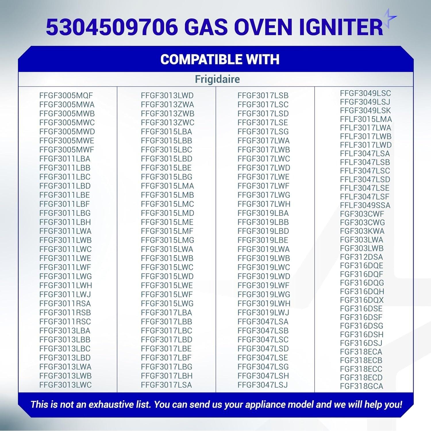 [Lifetime Warranty] 5304509706 Gas Oven Igniter - Replaces Norton-501A WB2X10016 316489408 PS12071409 AP6230715 image 2