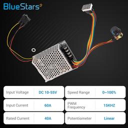 10-55V 12V 24V 36V 48V 60A 15KHZ PWM DC Brushed Motor Speed Controller Switch thumbnail 2