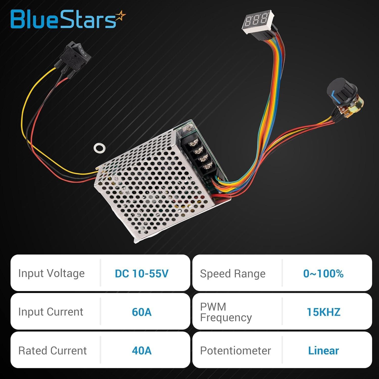 10-55V 12V 24V 36V 48V 60A 15KHZ PWM DC Brushed Motor Speed Controller Switch image 2