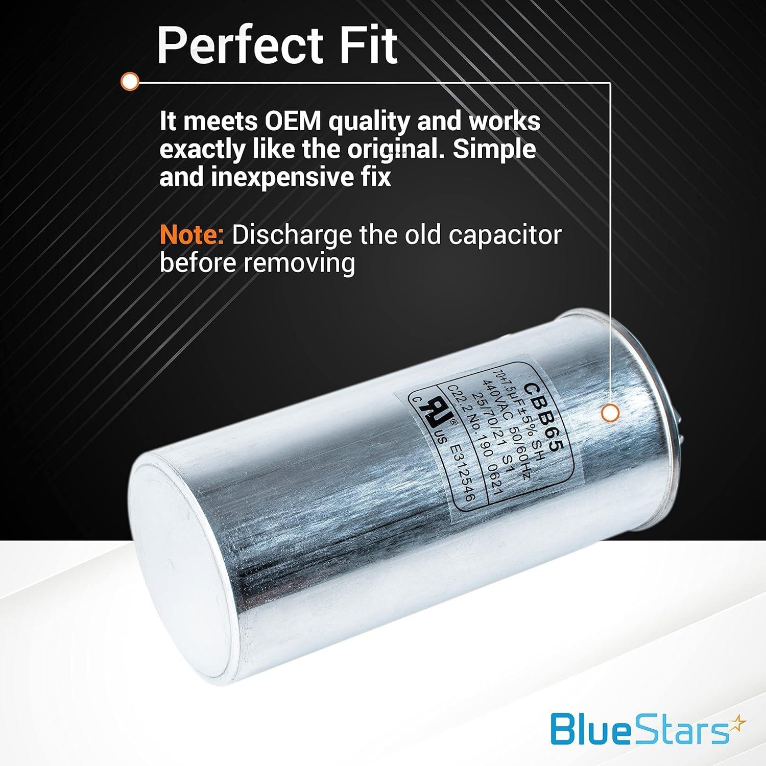 [Lifetime Warranty] 70+7.5 uF MFD 370/440 VAC Round Dual Run Capacitor - Fits Air Conditioner or Heat Pump Condenser image 6